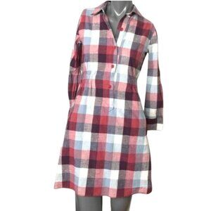Theory Dominica Cotton Tartan Plaid Shirt Dress - Size XS